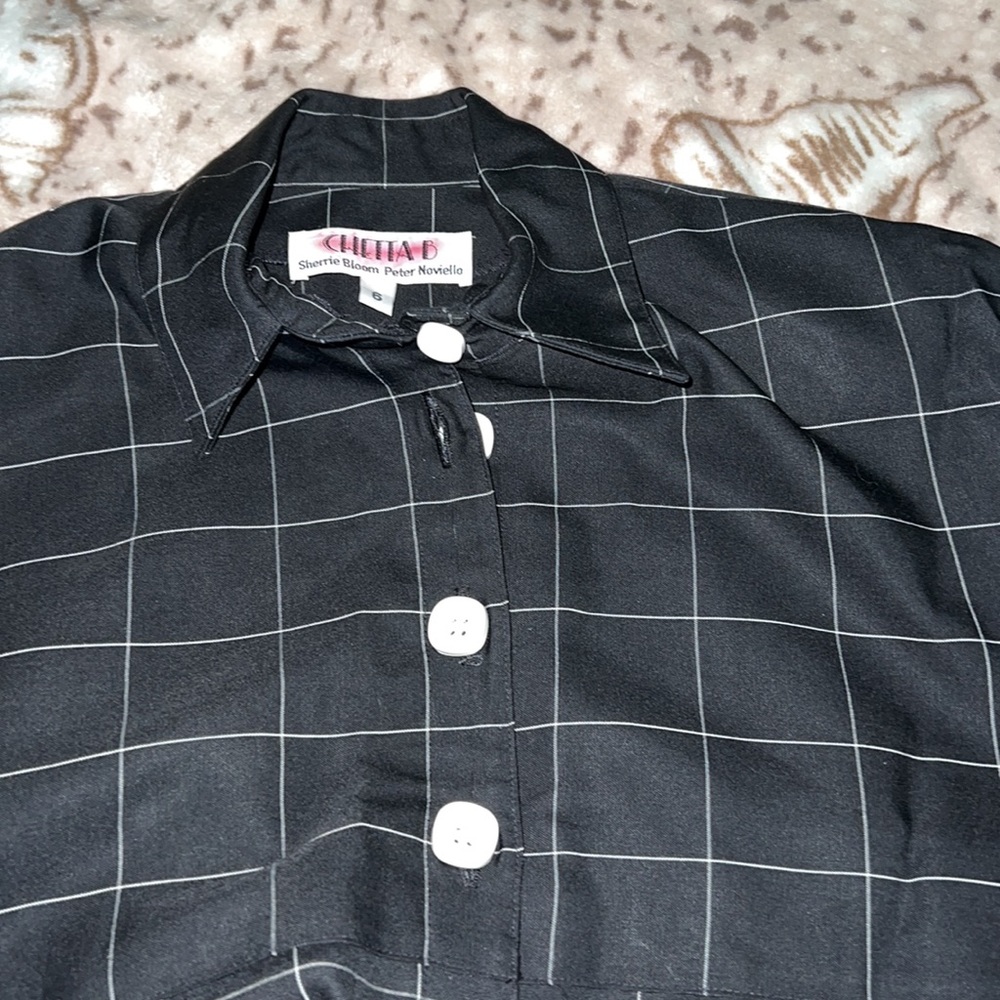 Chetta B vintage size 6 black/white plaid long sleeve dress New With Tags - Picture 14 of 15
